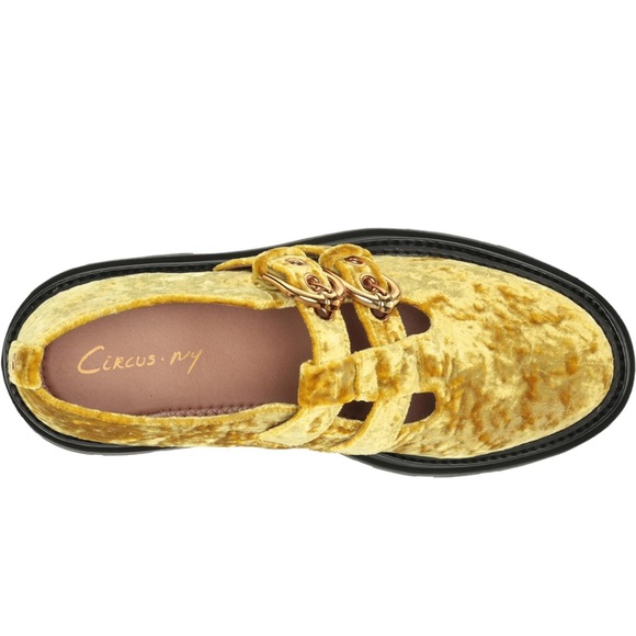 OBO NEW IN BOX! Sam Edelman Circus NY Bryce Mary Jane mustard velvet platforms - Picture 2 of 4